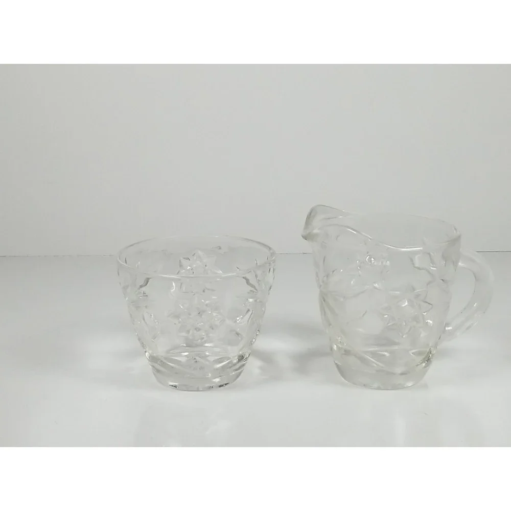 Anchor Hocking Prescut Star of David Creamer and Sugar Bowl VTG